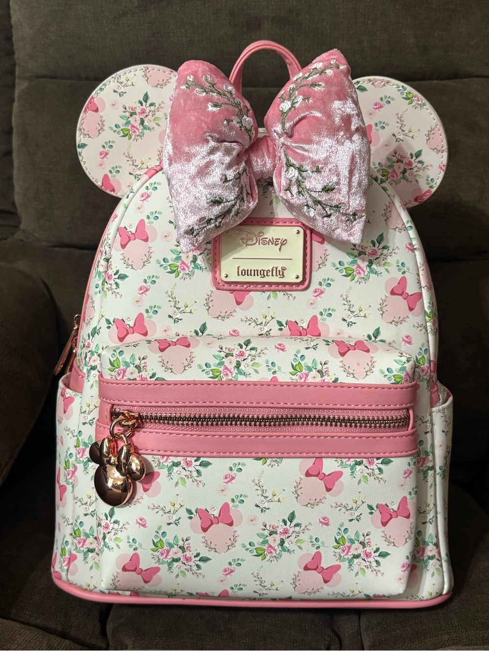 Loungefly Pink Minnie Floral Kids Mini Backpack